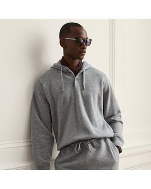 Ralph Lauren Relaxed Fit Wool-Cashmere Terry Hoodie - Grey
