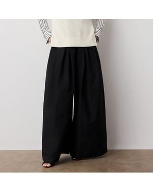 Ralph Lauren Vannesa Poplin Wide-Leg Trousers - Black