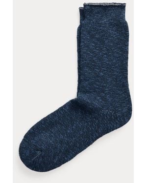 RRL Heathered Stretch Cotton-blend Socks - Blue