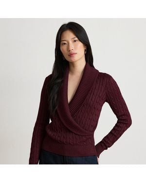 Ralph Lauren Cable Cotton-Blend Shawl-Collar Jumper - Red