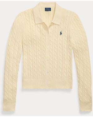 Polo Ralph Lauren Cable-Knit Cotton Polo Cardigan - Natural