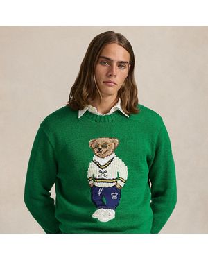 Polo Ralph Lauren Linen-Cotton Polo Bear Jumper - Green