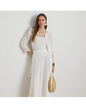 Ralph Lauren Paisley-Eyelet Cotton Tunic Jacket - White