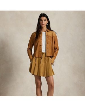 Polo Ralph Lauren Geplooide Suède Rok - Bruin