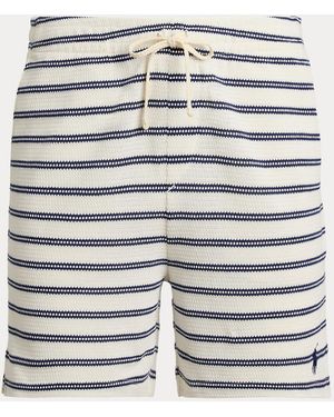 Polo Ralph Lauren Gestreepte Ajour-Jersey Short Van 15 Cm - Blauw