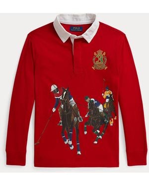 Polo Ralph Lauren Ralph Lauren Boy's Equestrian-Print Cotton Rugby Shirt - Red