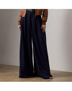 Ralph Lauren Greer Wool Gabardine Pleated Trouser - Blue