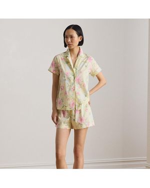 Ralph Lauren Floral Cotton-Blend Lawn Boxer Sleep Set - Natural
