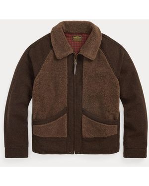 RRL Fleece-Panelled Jacquard Jacket - Brown
