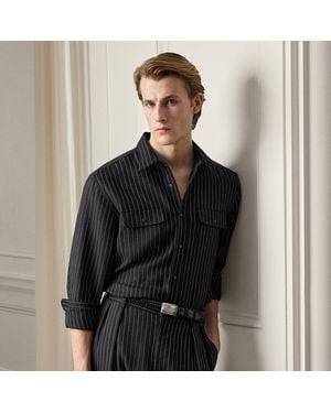 Ralph Lauren Pinstripe Wool-Linen Shirt - Grey