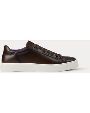 Ralph Lauren Severn Burnished Calfskin Trainer - Black