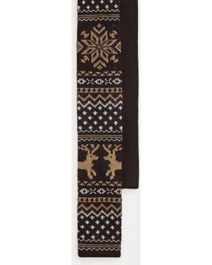 Ralph Lauren Reindeer Knit Wool Tie - Black