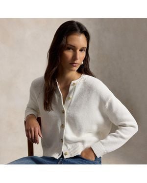 Polo Ralph Lauren Linen-Blend Crewneck Cardigan - Grey