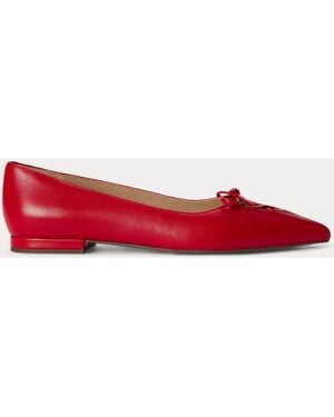 Ralph Lauren Londyn Lace-Up Nappa Leather Ballet Flat - Red