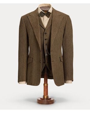 RRL Westernjacke Aus Leinen Und Wolle - Grün