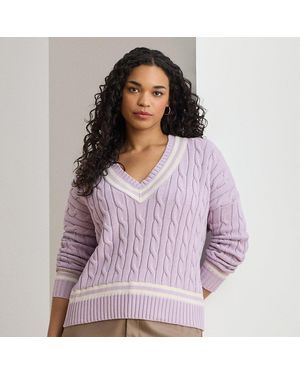 Ralph Lauren Ralph Lauren Cable-Knit Cotton Cricket Sweater - Purple