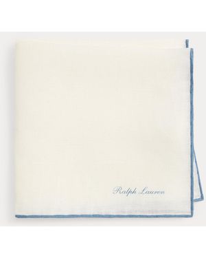 Ralph Lauren Tipped Linen Pocket Square - White