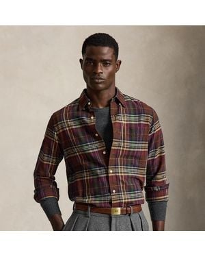 Polo Ralph Lauren Custom Fit Plaid Oxford Shirt - Brown
