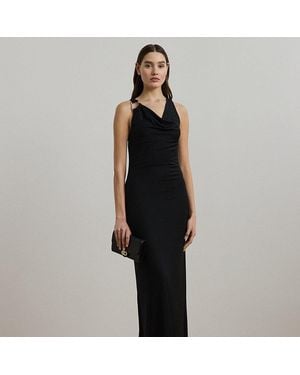 Ralph Lauren Abendkleid Mit Wasserfallausschnitt - Schwarz