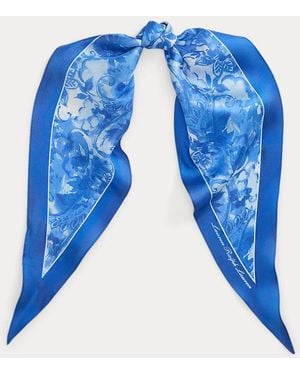 Ralph Lauren Paisley Silk Diamond Scarf - Blue