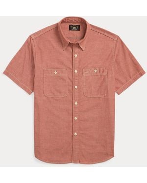 RRL Chambray Werkoverhemd Selvedge Detail - Roze
