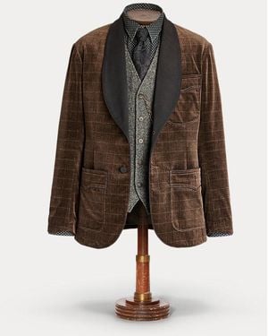 RRL Checked Velvet Tuxedo Jacket - Brown