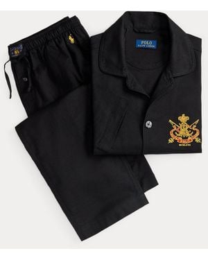 Polo Ralph Lauren Pigiama in flanella con stemma - Nero