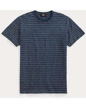 RRL Gestreiftes Jacquard-T-Shirt - Schwarz