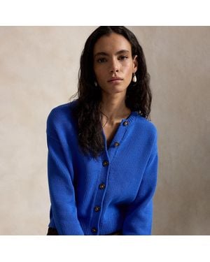 Polo Ralph Lauren Linen-Blend Crewneck Cardigan - Blue
