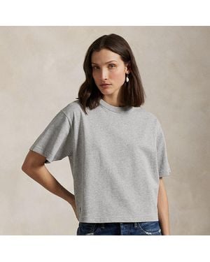 Ralph Lauren Relaxed Crop Fit Cotton Jersey Tee - Gray