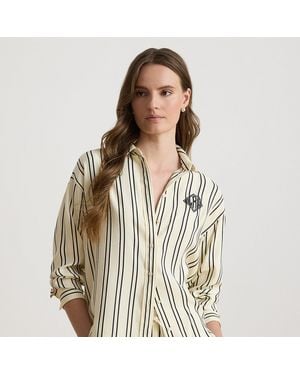 Ralph Lauren Camisa De Jacquard Con Rayas Relaxed Fit - Neutro