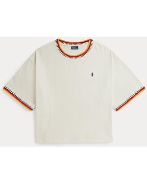 Polo Ralph Lauren T-Shirt En Coton À Bordure Crochet - Métallisé