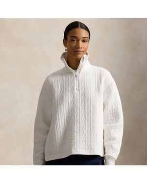 Ralph Lauren Cable-Quilted Quarter-Zip - White