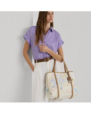 Ralph Lauren Floral Canvas Large Emerie Tote - Purple