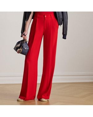 Ralph Lauren Double-Faced Georgette Wide-Leg Trousers - Red