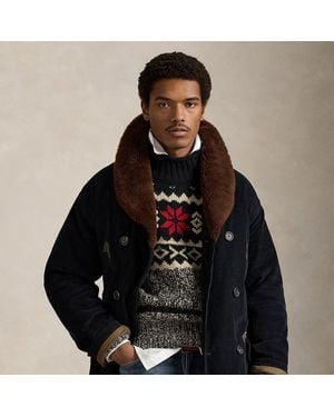 Polo Ralph Lauren Ranch-Mantel Mit Lammfellkragen - Schwarz