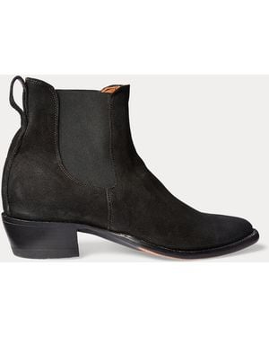 RRL Plainview Suede Chelsea Boot - Black