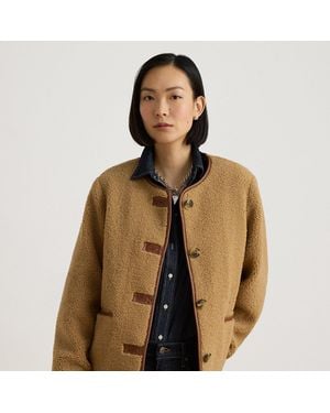 Ralph Lauren Teddy Coat Fausse Fourrure Et Cuir Vegan - Marron