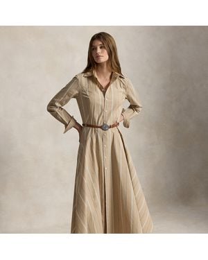 Ralph Lauren Striped Cotton Panelled Shirtdress - Brown