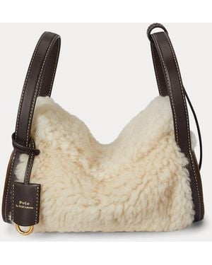 Polo Ralph Lauren Borsa cilindrica Polo Play in shearling - Neutro