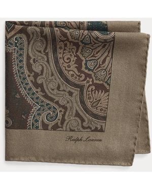 Ralph Lauren Paisley Cashmere-Silk Pocket Square - Green