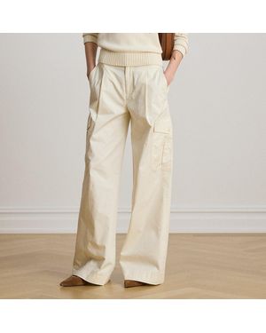 Ralph Lauren Cotton Twill Wide-Leg Cargo Trouser - Natural