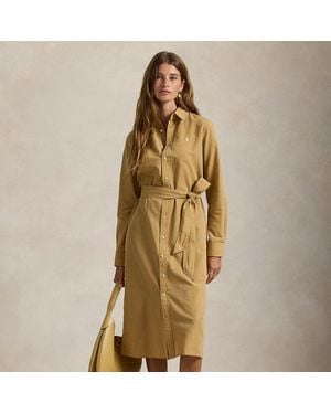 Polo Ralph Lauren Cotton-Linen Belted Shirtdress - Metallic