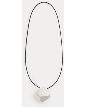 Ralph Lauren Geometrische Silberfarbene Lederkette - Grau