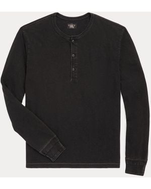 RRL Jersey Henley Shirt - Black