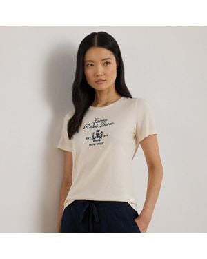 Ralph Lauren Petite - Maglietta in jersey con stemma ricamato - Bianco