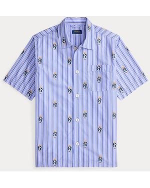 Polo Ralph Lauren Polo Bear Striped Poplin Pyjama Shirt - Blue