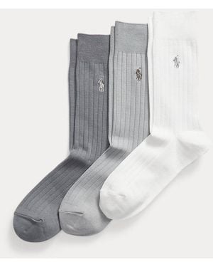 Polo Ralph Lauren 3 Paires De Chaussettes Hautes Côtelées - Gris