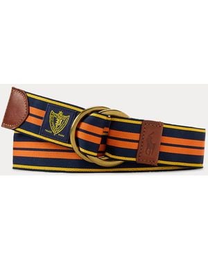 Ralph Lauren Leather-Trim Striped Belt - Blue