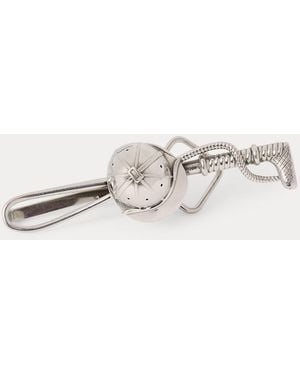 Ralph Lauren Sterling Polo Helmet Tie Bar - White